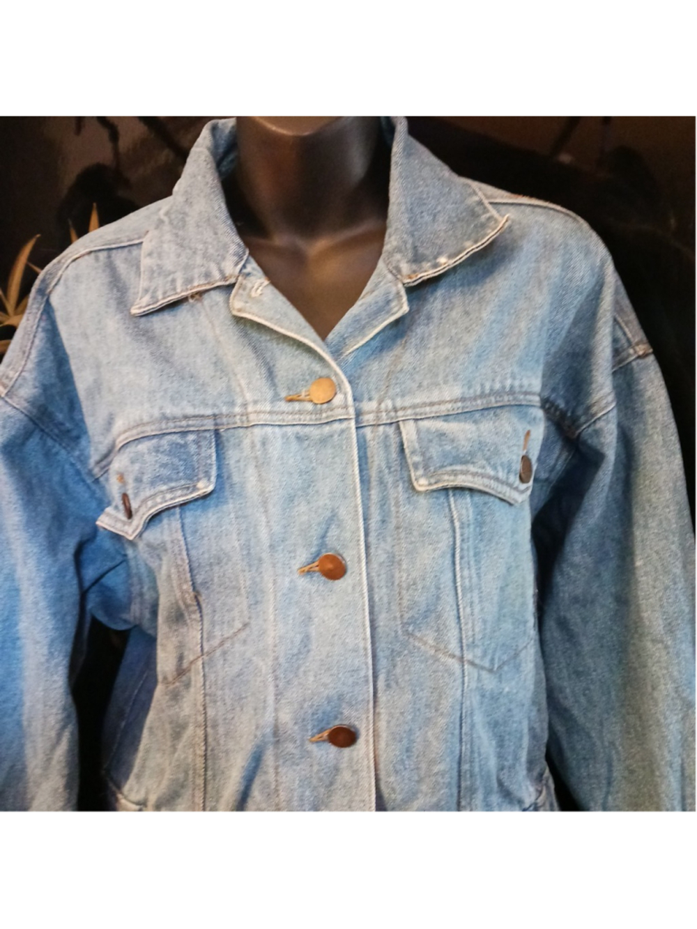 Vintage Avon Women's M Denim Long Sleeve Button-up Jacket Blue Jean Retro - Picture 2 of 6